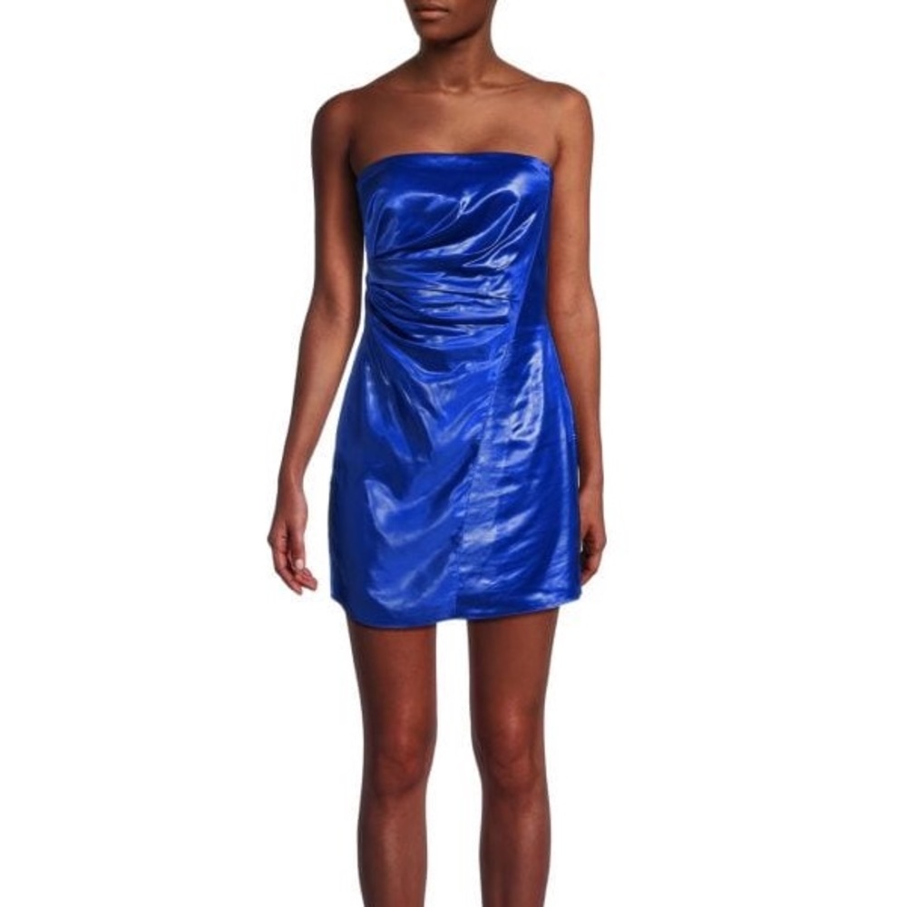Revolve RTA Strapless Blue Shiny Judith Dress